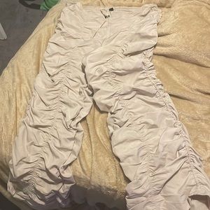 drawstring waist ruched pants